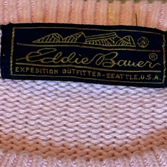 Eddie Bauer Pink Cotton Crewneck sweater full slight bishop sleeves size large - Picture 5 of 10